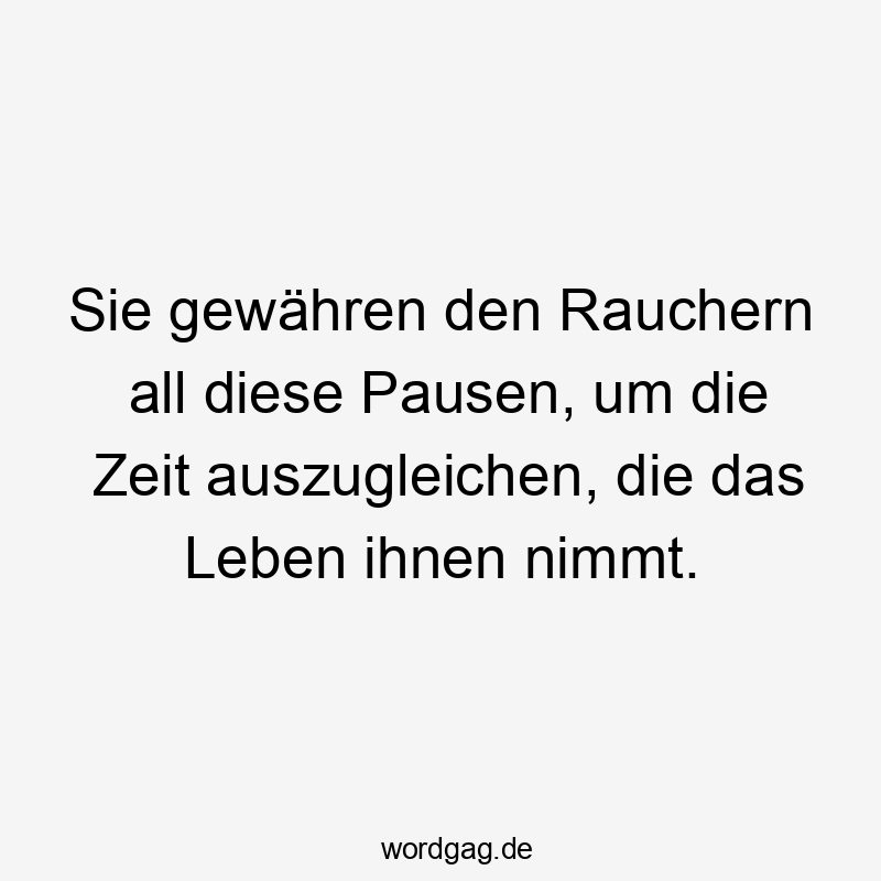 Lustige Sprüche: Ausgleich - Sie gewähren den Rauchern all diese Pausen, um die Zeit auszugleichen, die das Leben ihnen nimmt.