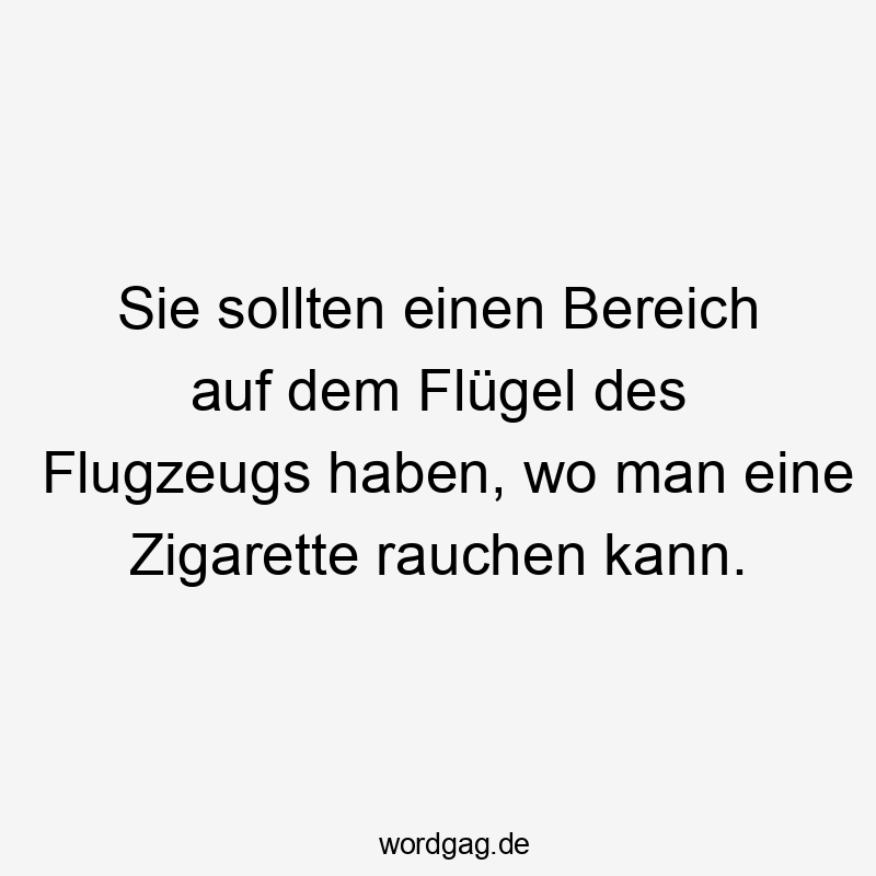 Sie sollten einen Bereich auf dem Flügel des Flugzeugs haben, wo man eine Zigarette rauchen kann.