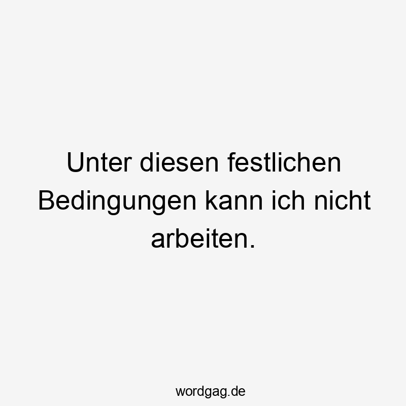 Unter diesen festlichen Bedingungen kann ich nicht arbeiten.
