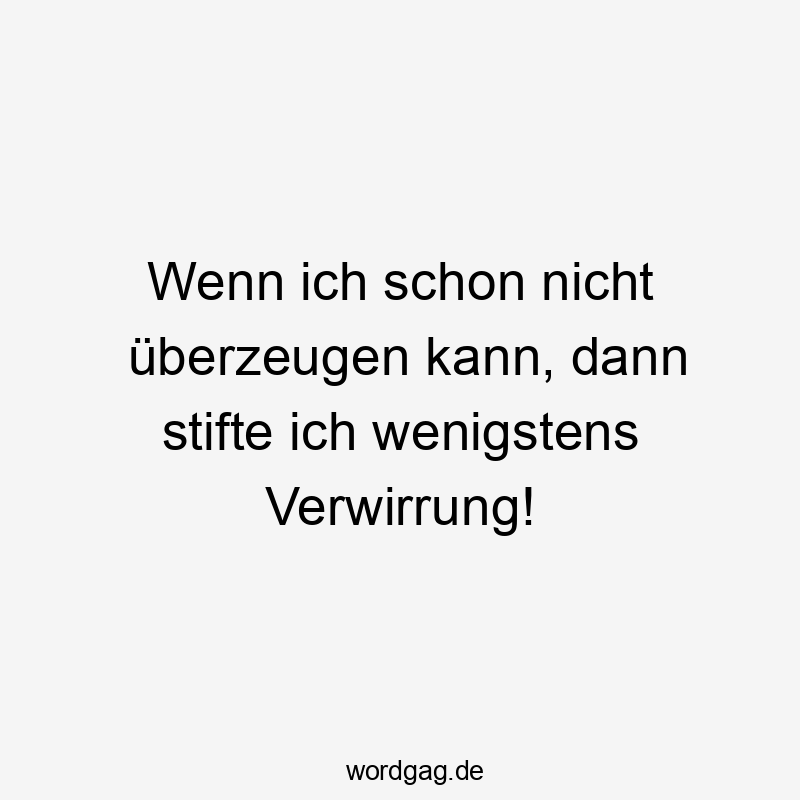Wenn ich schon nicht überzeugen kann, dann stifte ich wenigstens Verwirrung!