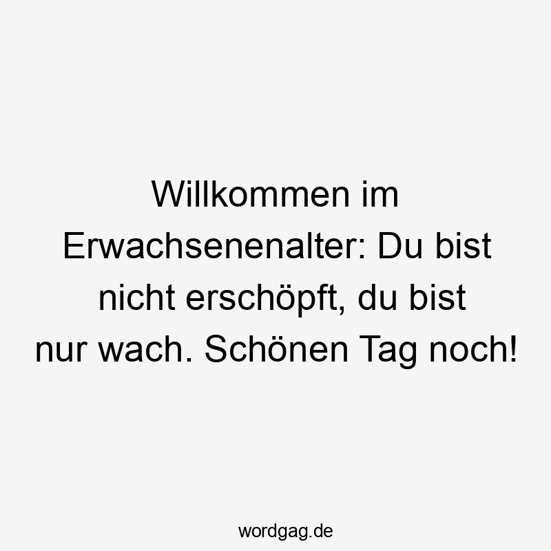 Willkommen im Erwachsenenalter: Du bist nicht erschöpft, du bist nur wach. Schönen Tag noch!