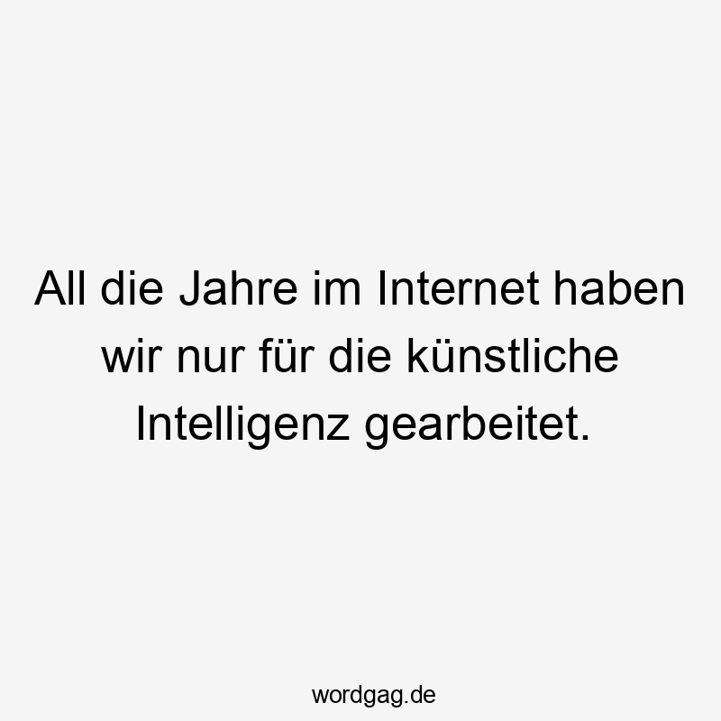 All die Jahre im Internet haben wir nur für die künstliche Intelligenz gearbeitet.