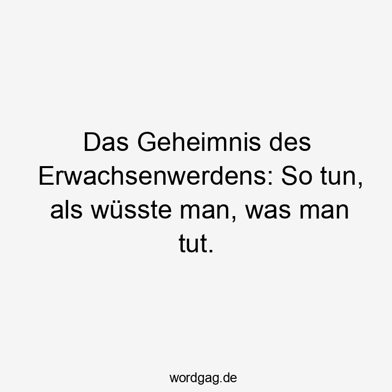 Das Geheimnis des Erwachsenwerdens: So tun, als wüsste man, was man tut.