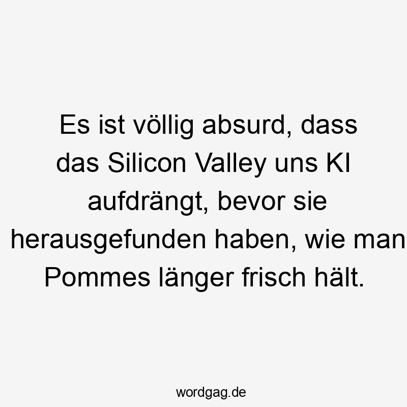 Es ist völlig absurd, dass das Silicon Valley uns KI aufdrängt, bevor sie herausgefunden haben, wie man Pommes länger frisch hält.