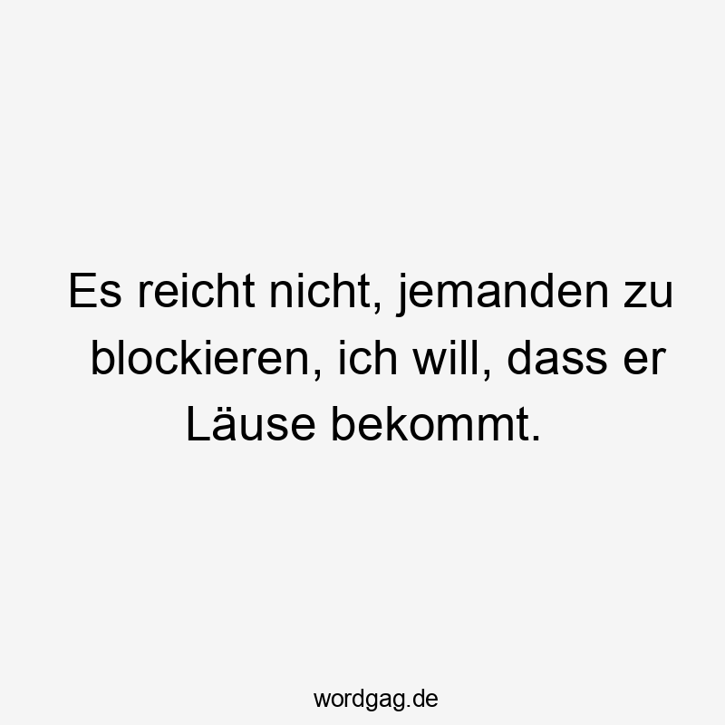 Es reicht nicht, jemanden zu blockieren, ich will, dass er Läuse bekommt.