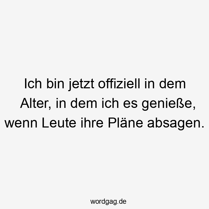 Ich bin jetzt offiziell in dem Alter, in dem ich es genieße, wenn Leute ihre Pläne absagen.