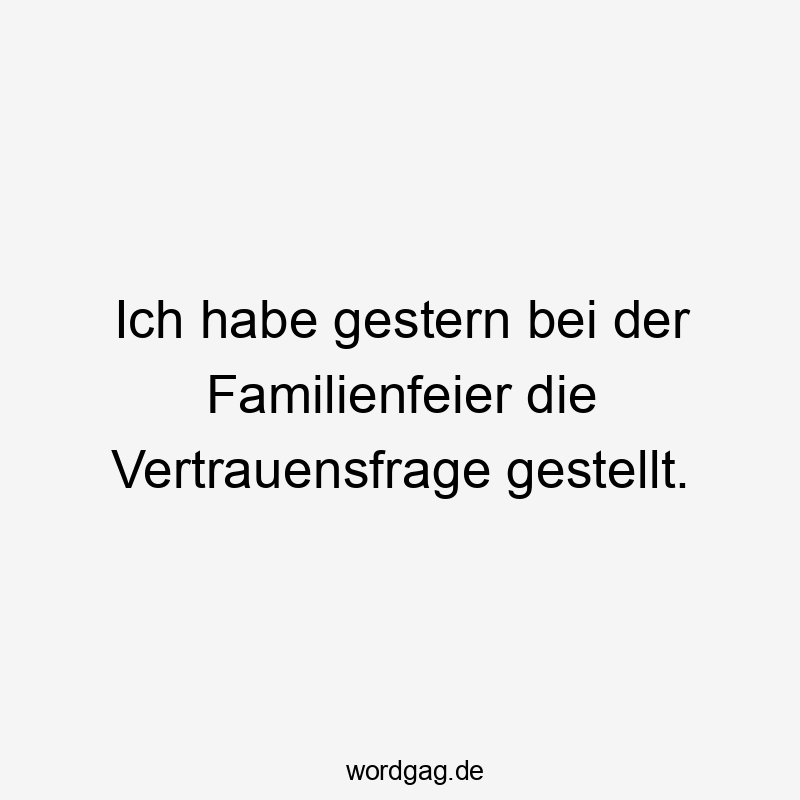 Lustige Sprüche: Familienfeier - Ich habe gestern bei der Familienfeier die Vertrauensfrage gestellt.