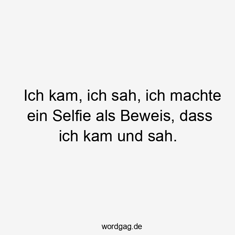 Ich kam, ich sah, ich machte ein Selfie als Beweis, dass ich kam und sah.