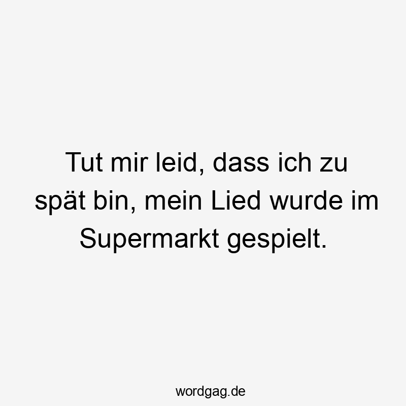 Tut mir leid, dass ich zu spät bin, mein Lied wurde im Supermarkt gespielt.