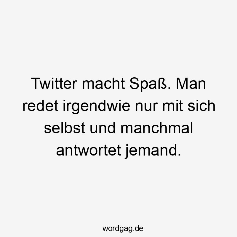 Twitter macht Spaß. Man redet irgendwie nur mit sich selbst und manchmal antwortet jemand.