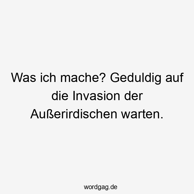 Was ich mache? Geduldig auf die Invasion der Außerirdischen warten.