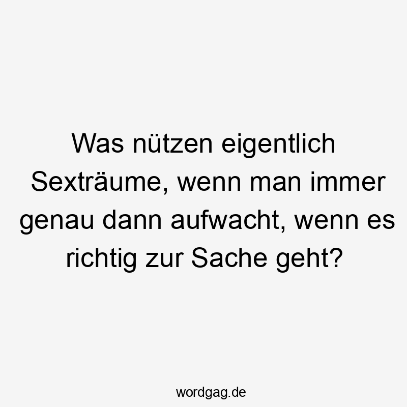 Was nützen eigentlich Sexträume, wenn man immer genau dann aufwacht, wenn es richtig zur Sache geht?