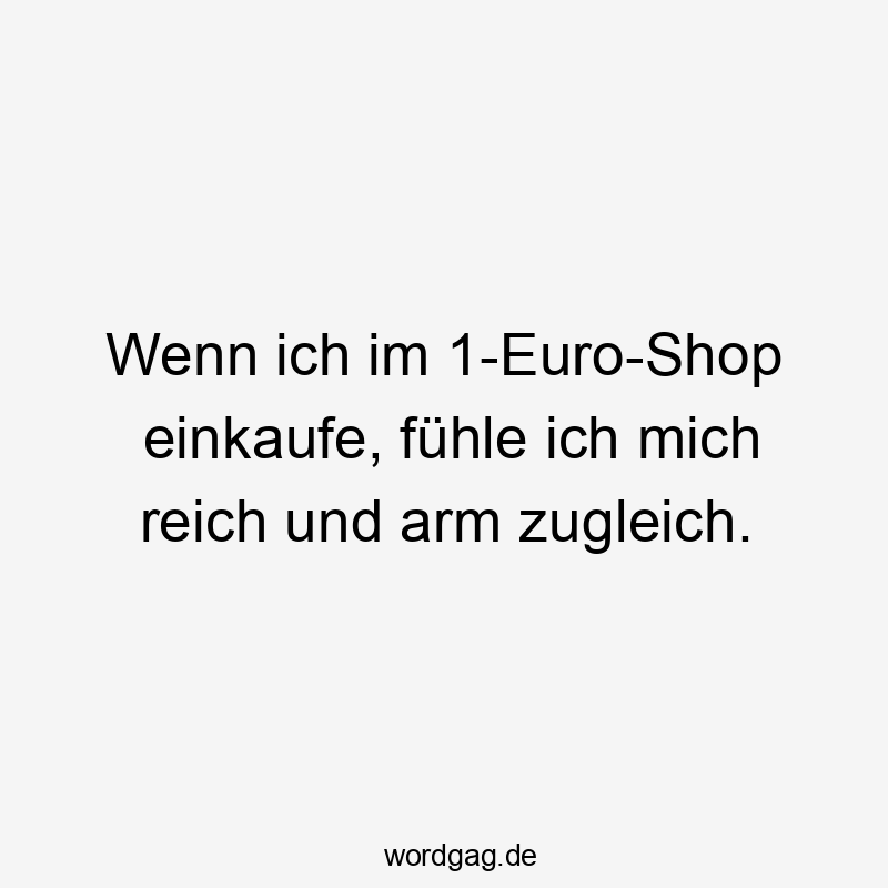 Wenn ich im 1-Euro-Shop einkaufe, fühle ich mich reich und arm zugleich.