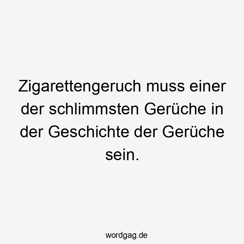 Zigarettengeruch muss einer der schlimmsten Gerüche in der Geschichte der Gerüche sein.