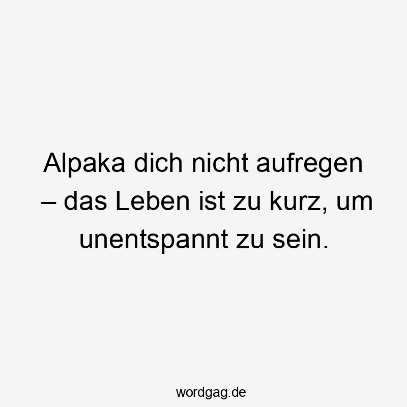 Alpaka dich nicht aufregen – das Leben ist zu kurz, um unentspannt zu sein.
