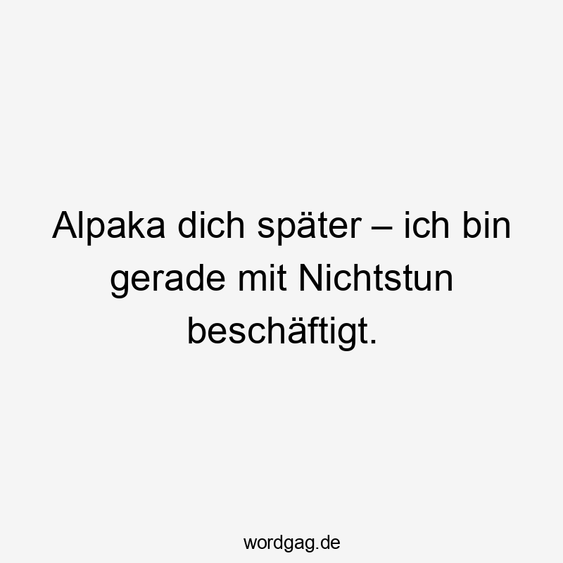 Alpaka dich später – ich bin gerade mit Nichtstun beschäftigt.