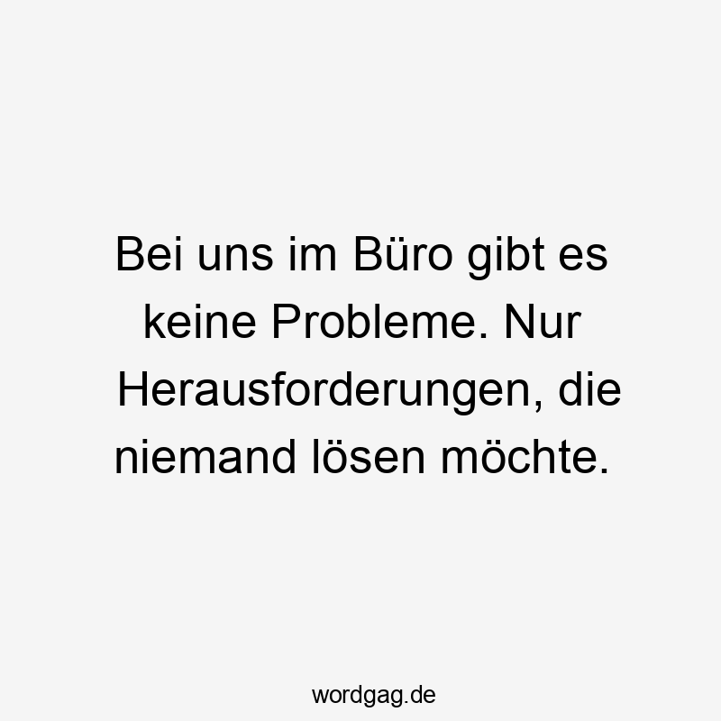 Bei uns im Büro gibt es keine Probleme. Nur Herausforderungen, die niemand lösen möchte.