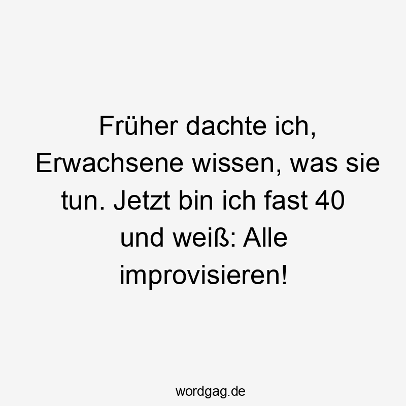 Früher dachte ich, Erwachsene wissen, was sie tun. Jetzt bin ich fast 40 und weiß: Alle improvisieren!