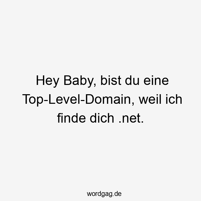 Hey Baby, bist du eine Top-Level-Domain, weil ich finde dich .net.