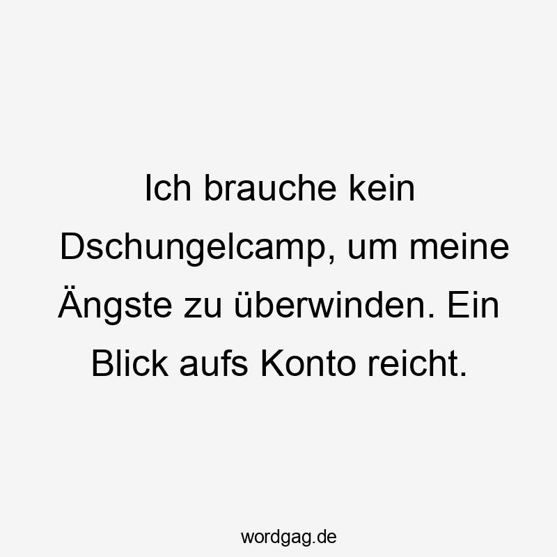 Ich brauche kein Dschungelcamp, um meine Ängste zu überwinden. Ein Blick aufs Konto reicht.