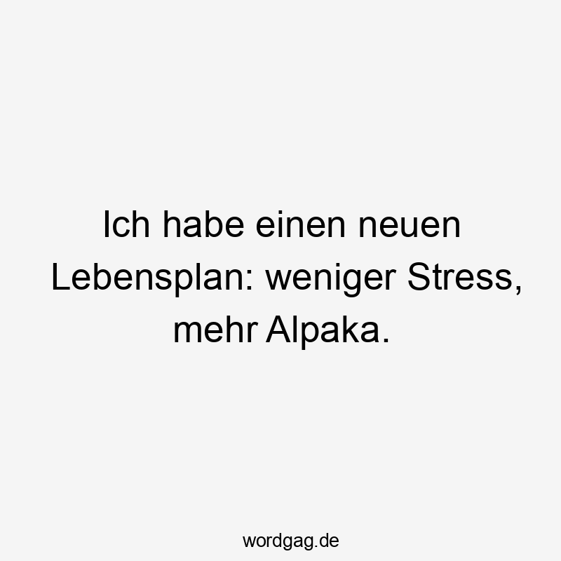 Ich habe einen neuen Lebensplan: weniger Stress, mehr Alpaka.