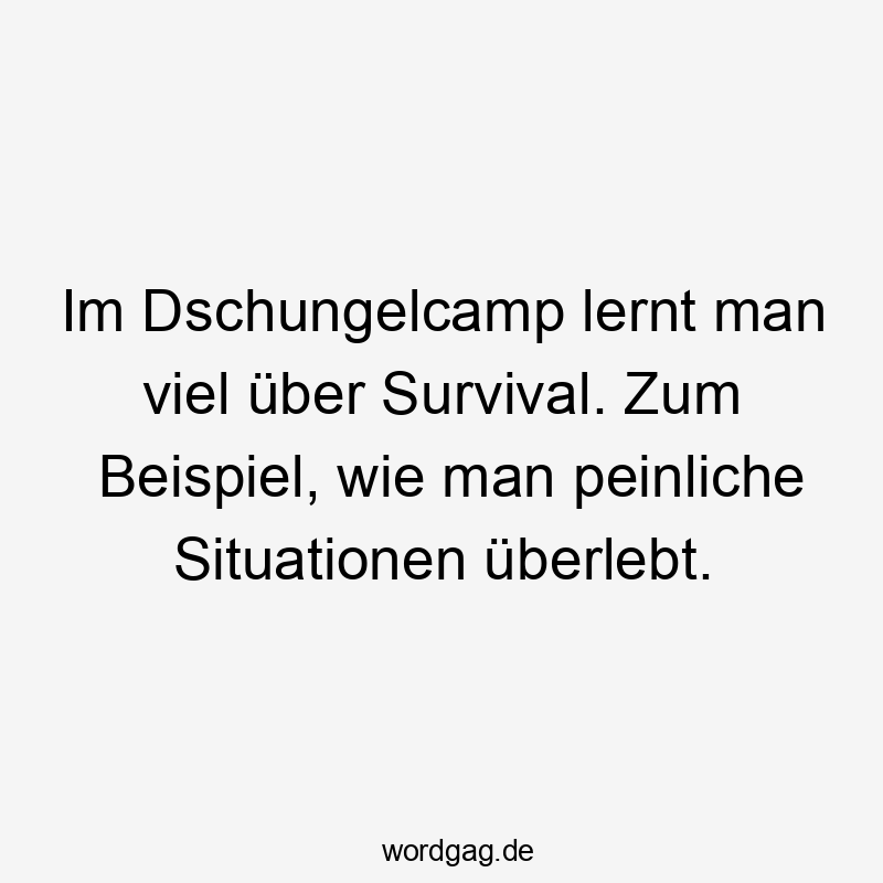 Im Dschungelcamp lernt man viel über Survival. Zum Beispiel, wie man peinliche Situationen überlebt.