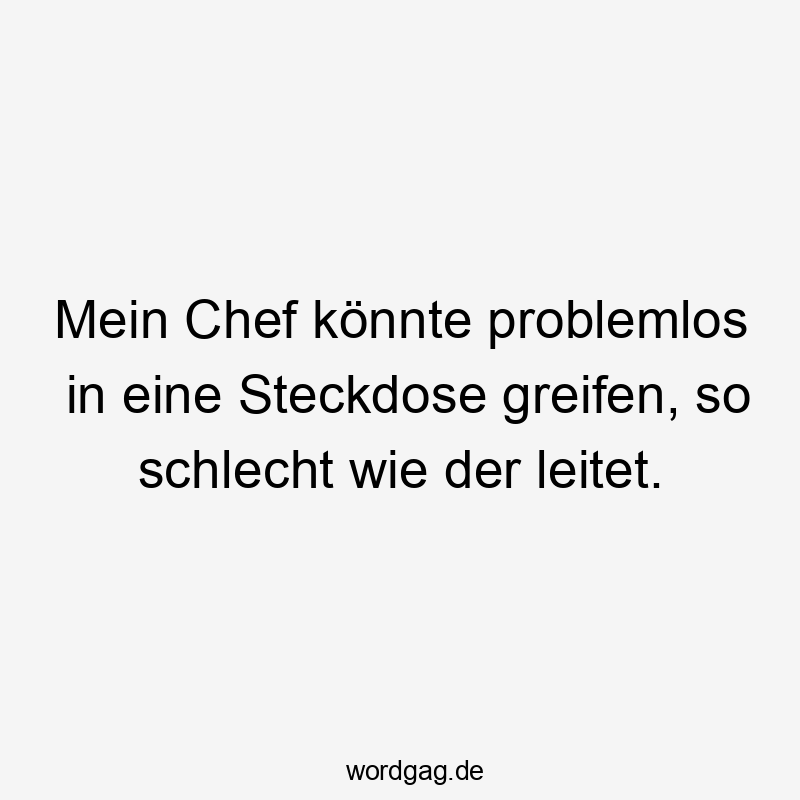 Mein Chef könnte problemlos in eine Steckdose greifen, so schlecht wie der leitet.