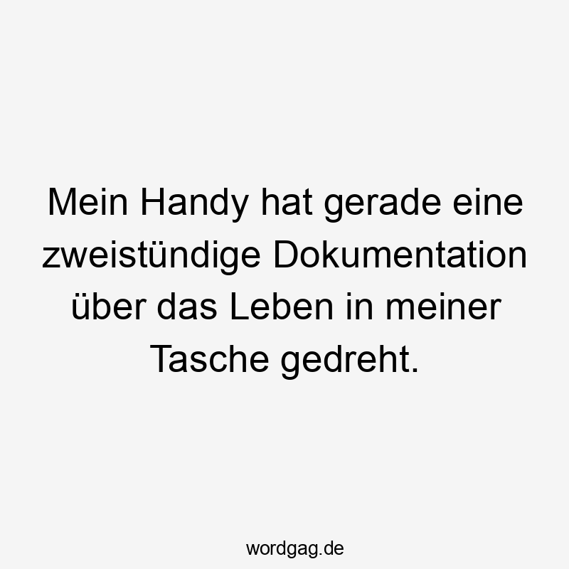 Mein Handy hat gerade eine zweistündige Dokumentation über das Leben in meiner Tasche gedreht.