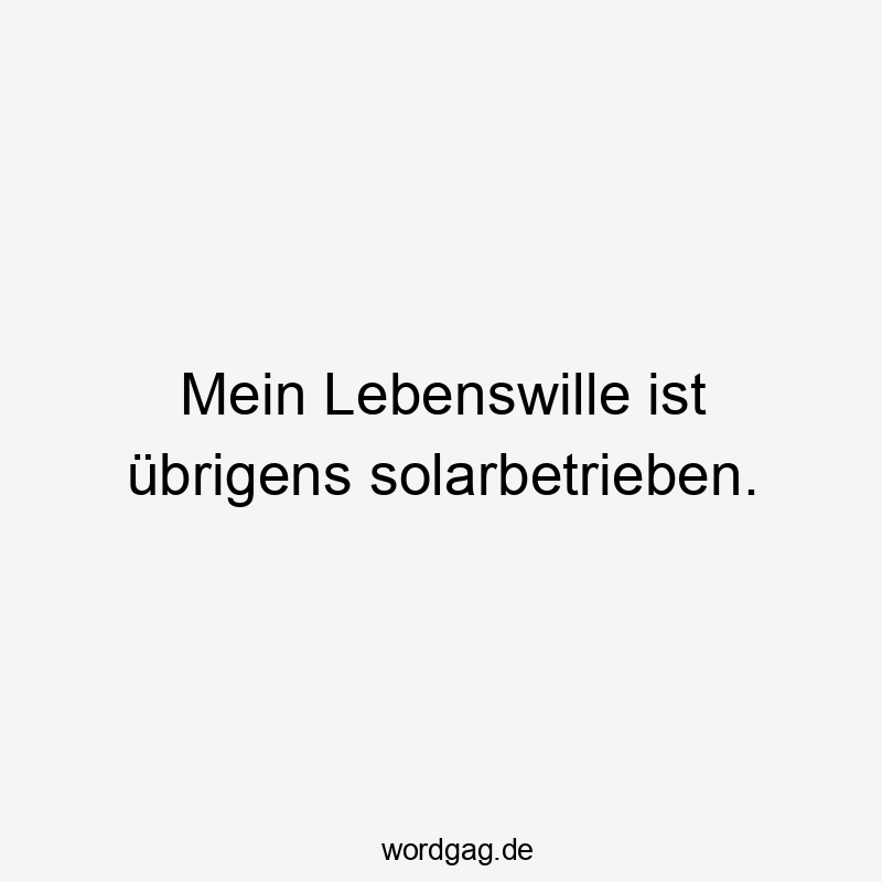 Lustige Sprüche: Lebenswille - Mein Lebenswille ist übrigens solarbetrieben.