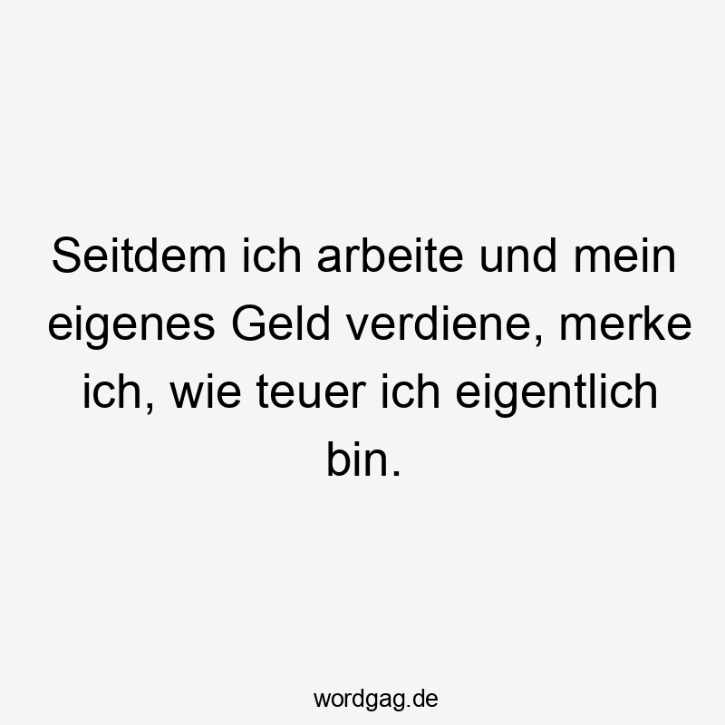 Seitdem ich arbeite und mein eigenes Geld verdiene, merke ich, wie teuer ich eigentlich bin.