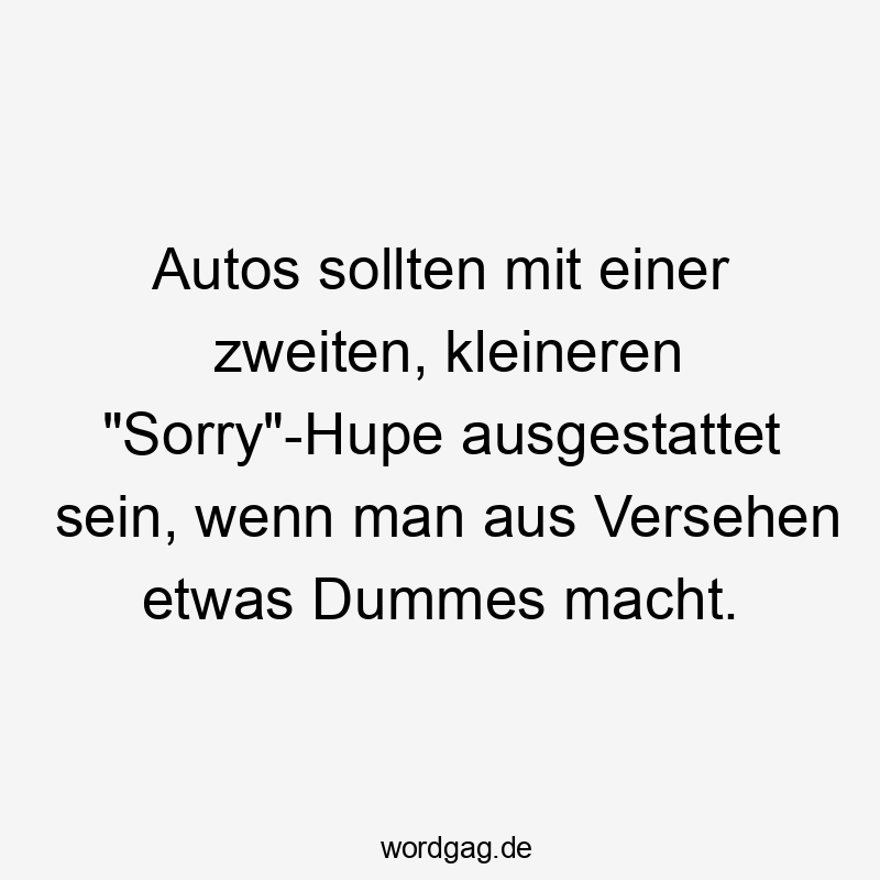 Autos sollten mit einer zweiten, kleineren "Sorry"-Hupe ausgestattet sein, wenn man aus Versehen etwas Dummes macht.