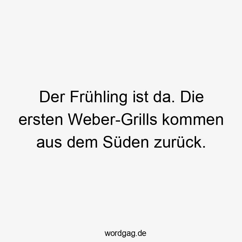 Der Frühling ist da. Die ersten Weber-Grills kommen aus dem Süden zurück.