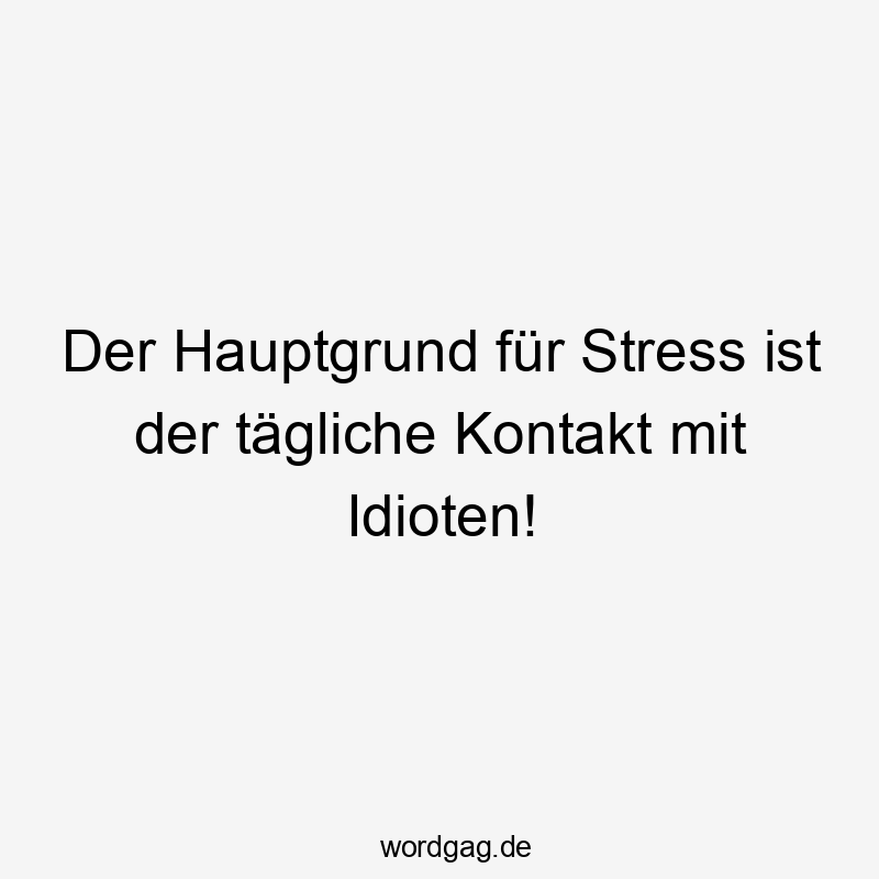 Der Hauptgrund für Stress ist der tägliche Kontakt mit Idioten!