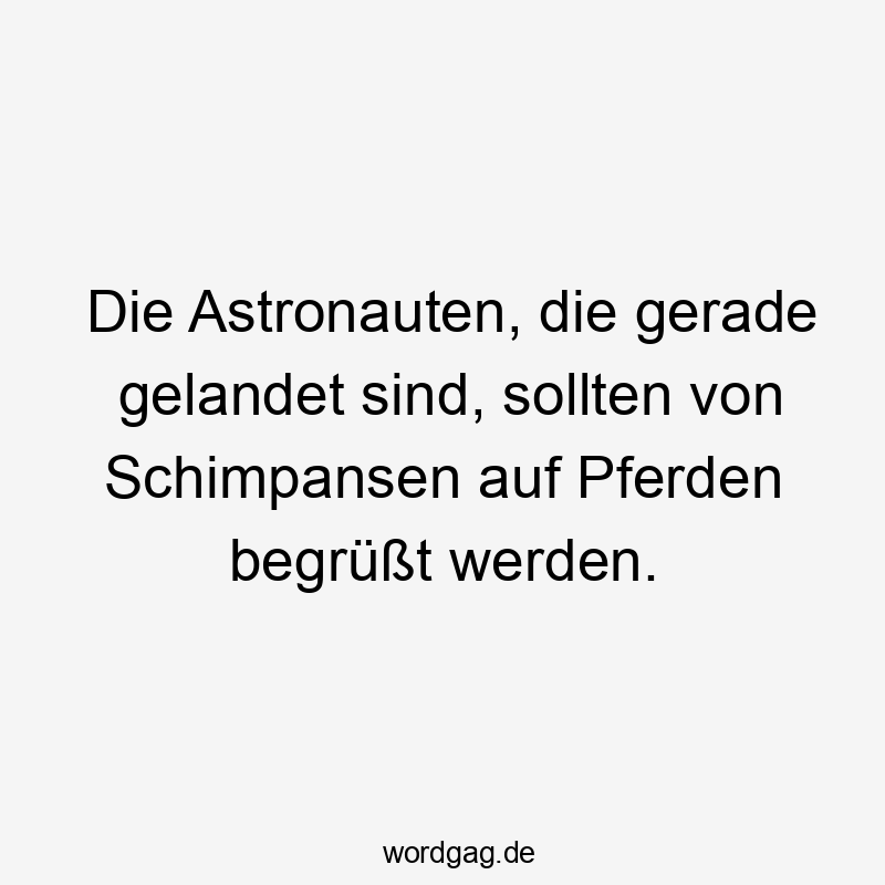 Die Astronauten, die gerade gelandet sind, sollten von Schimpansen auf Pferden begrüßt werden.