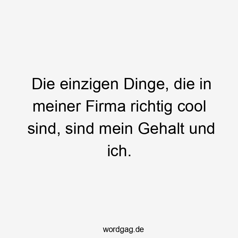 Die einzigen Dinge, die in meiner Firma richtig cool sind, sind mein Gehalt und ich.