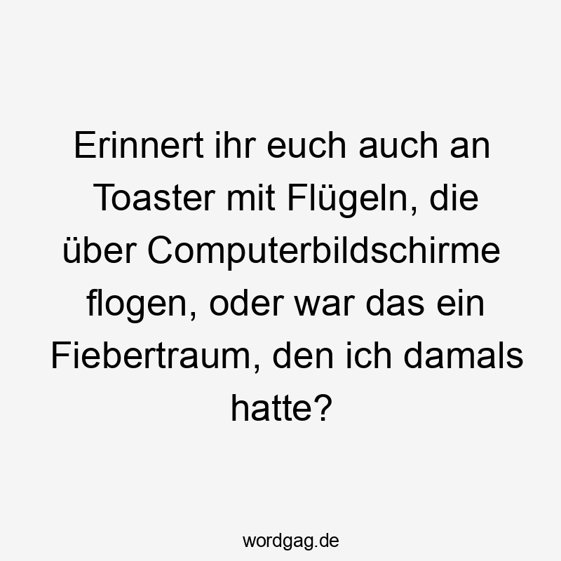 Erinnert ihr euch auch an Toaster mit Flügeln, die über Computerbildschirme flogen, oder war das ein Fiebertraum, den ich damals hatte?