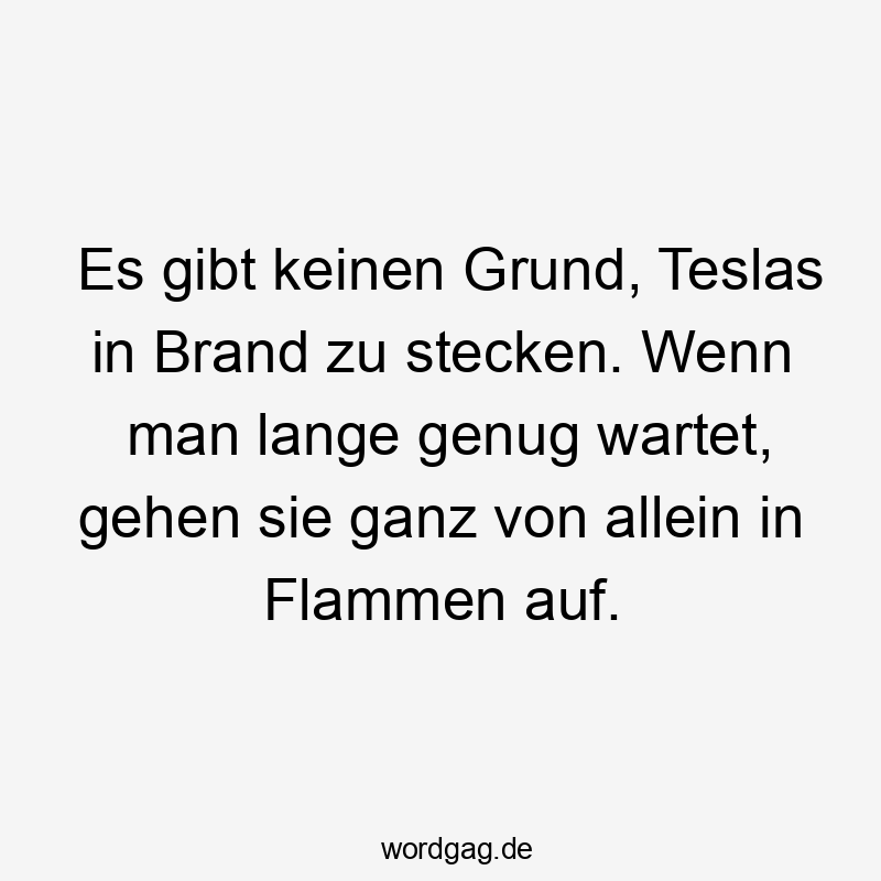 Es gibt keinen Grund, Teslas in Brand zu stecken. Wenn man lange genug wartet, gehen sie ganz von allein in Flammen auf.