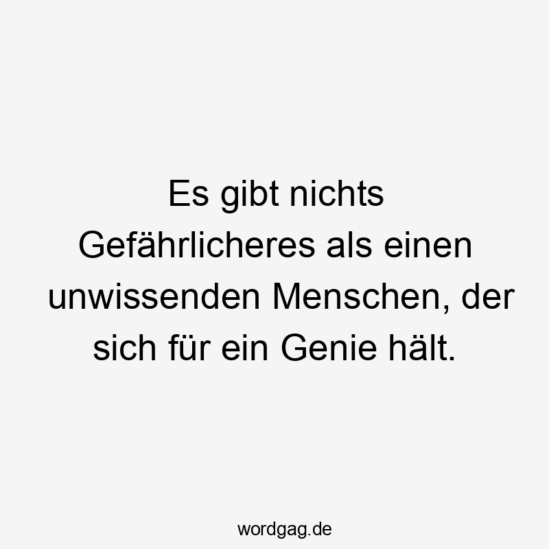 Es gibt nichts Gefährlicheres als einen unwissenden Menschen, der sich für ein Genie hält.