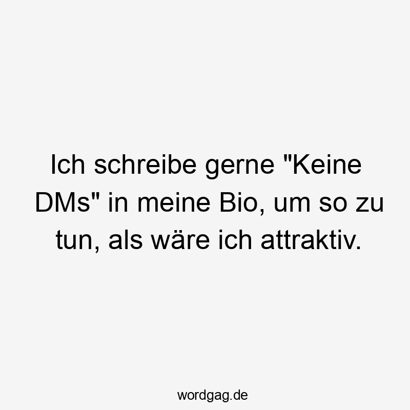 Ich schreibe gerne „Keine DMs“ in meine Bio, um so zu tun, als wäre ich attraktiv.