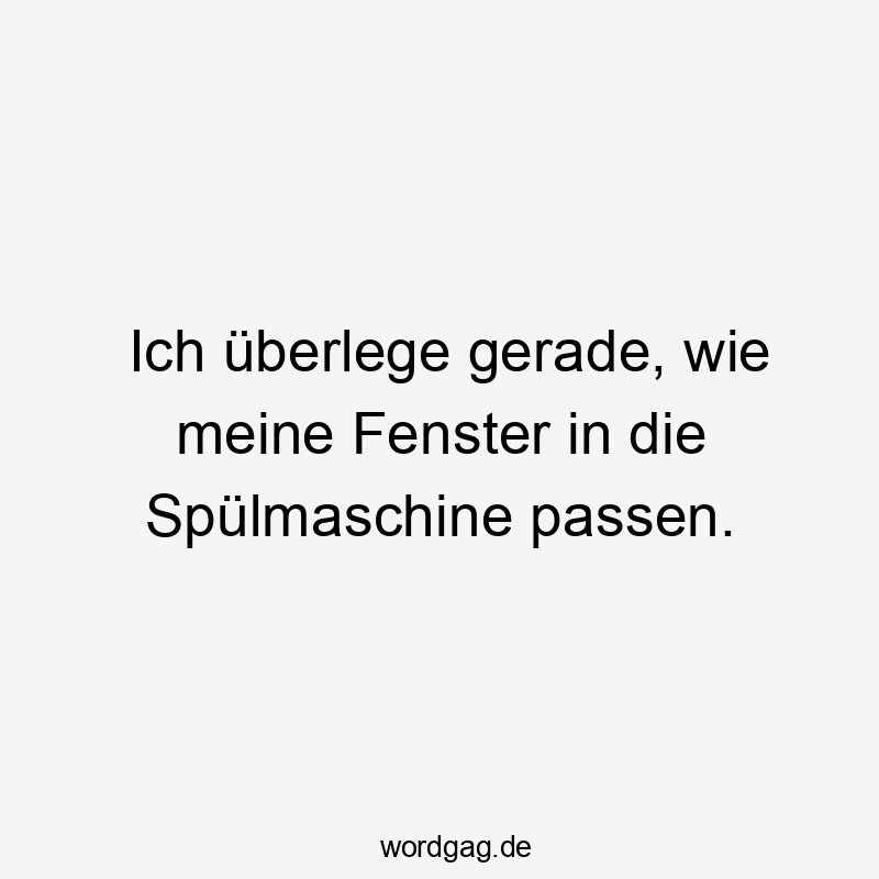 Lustige Sprüche: Fenster - Ich überlege gerade, wie meine Fenster in die Spülmaschine passen.