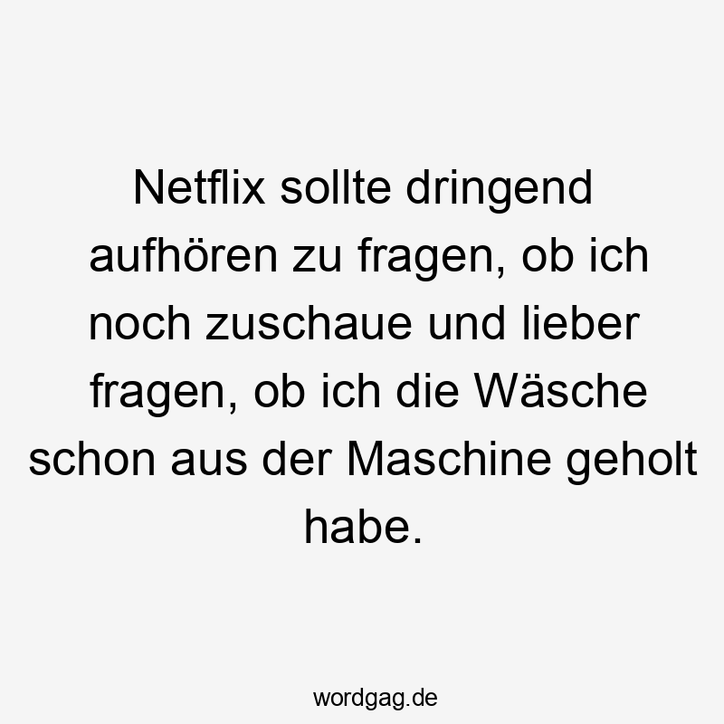 Netflix sollte dringend aufhören zu fragen, ob ich noch zuschaue und lieber fragen, ob ich die Wäsche schon aus der Maschine geholt habe.