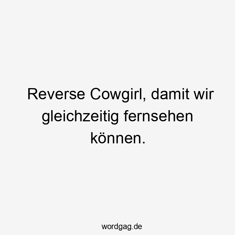 Lustige Sprüche: schauen - Reverse Cowgirl, damit wir gleichzeitig fernsehen können.