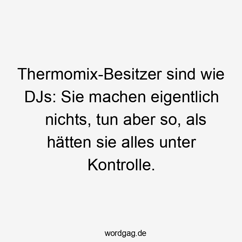 Thermomix-Besitzer sind wie DJs: Sie machen eigentlich nichts, tun aber so, als hätten sie alles unter Kontrolle.