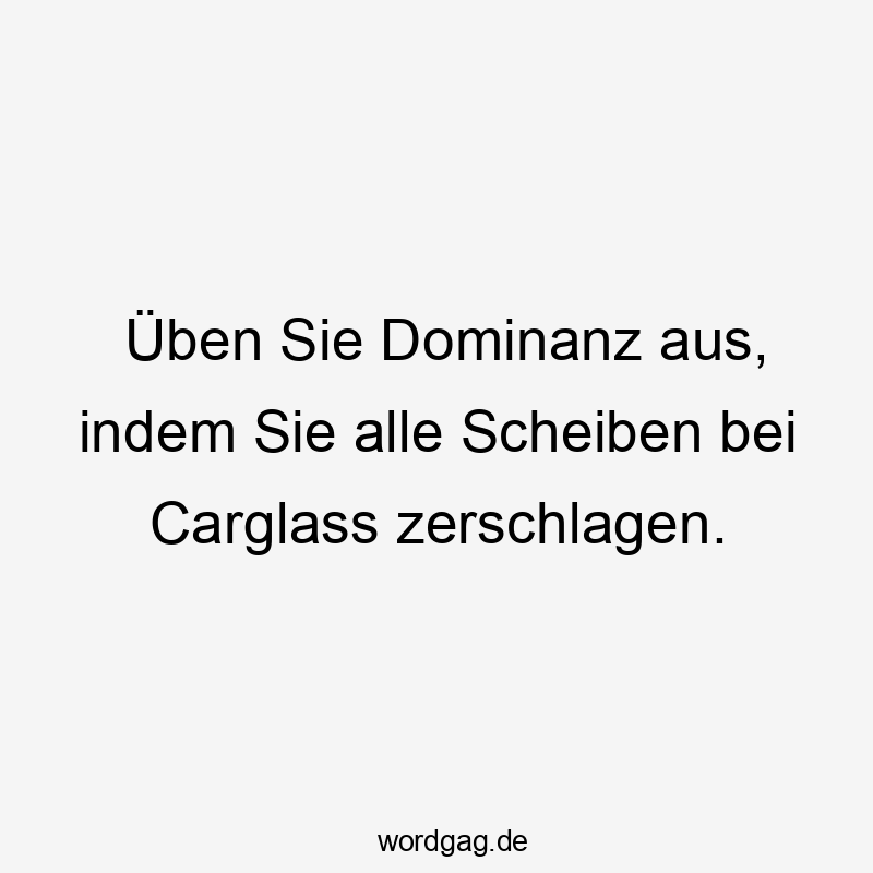 Lustige Carglass Sprüche - Üben Sie Dominanz aus, indem Sie alle Scheiben bei Carglass zerschlagen.