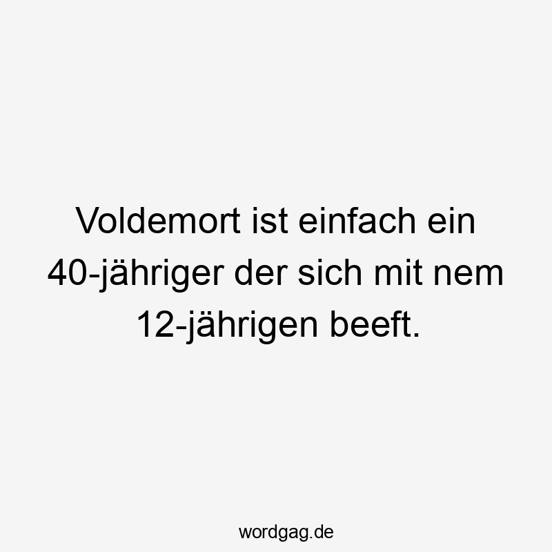 Lustige Harry Potter Sprüche - Voldemort ist einfach ein 40-jähriger der sich mit nem 12-jährigen beeft.