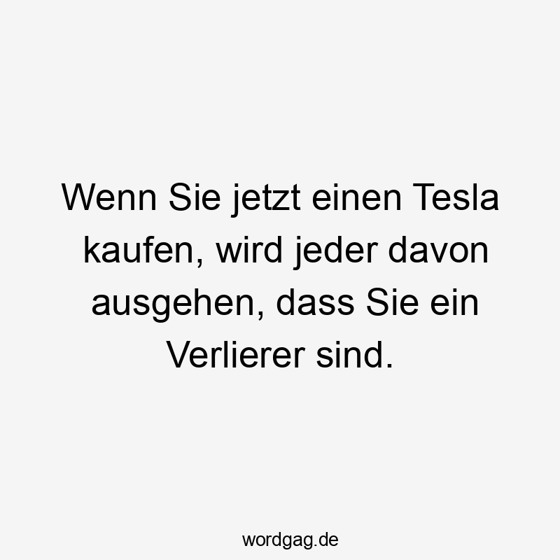 Wenn Sie jetzt einen Tesla kaufen, wird jeder davon ausgehen, dass Sie ein Verlierer sind.