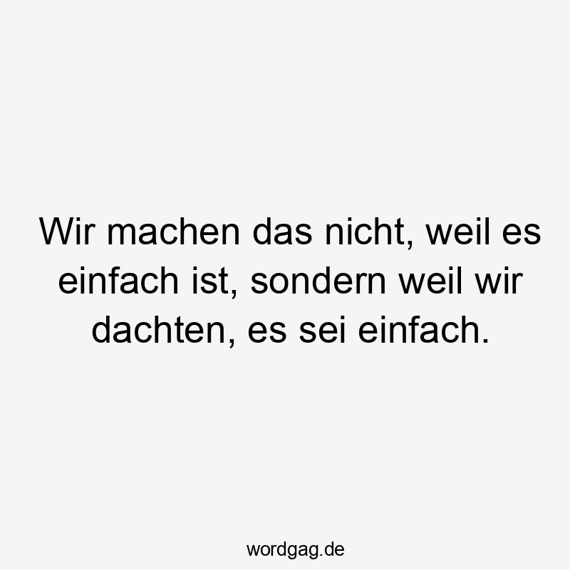 Wir machen das nicht, weil es einfach ist, sondern weil wir dachten, es sei einfach.