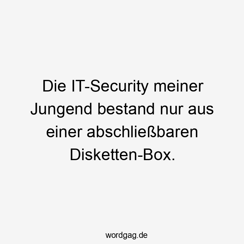 Die IT-Security meiner Jungend bestand nur aus einer abschließbaren Disketten-Box.