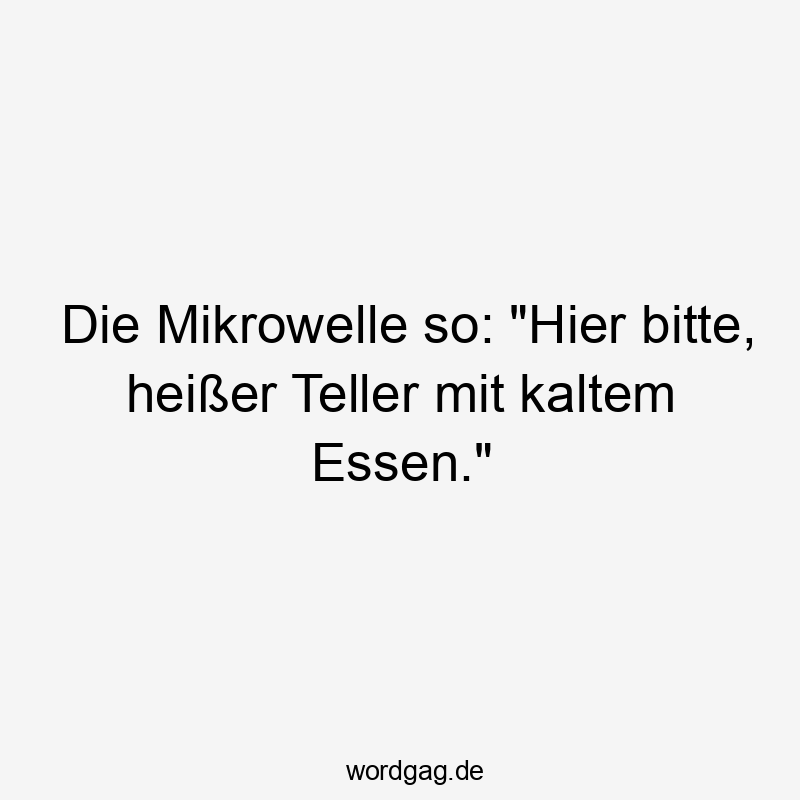 Lustige Sprüche: Küche - Die Mikrowelle so: „Hier bitte, heißer Teller mit kaltem Essen.“