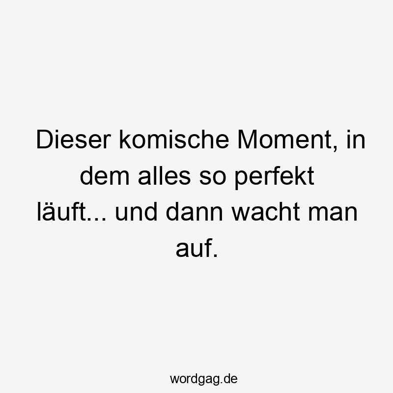 Lustige Sprüche: Traum - Dieser komische Moment, in dem alles so perfekt läuft… und dann wacht man auf.